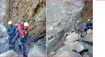 दोलखाकाे पहिरोमा फँसेका चार विदेशी पर्यटकको उद्धार