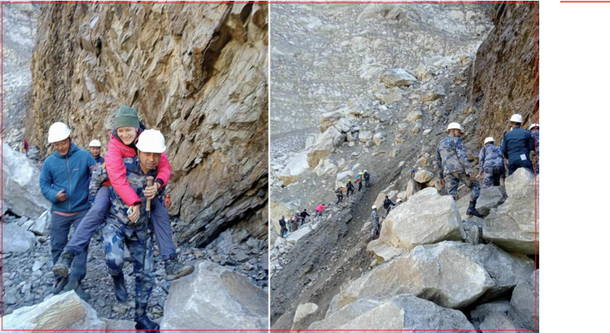दोलखाकाे पहिरोमा फँसेका चार विदेशी पर्यटकको उद्धार