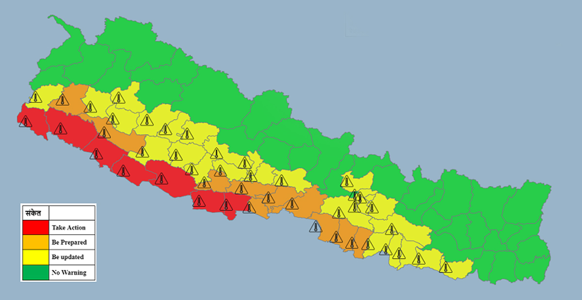 तराईका भू-भागहरूमा तातो हावाकाे लहर चल्ने